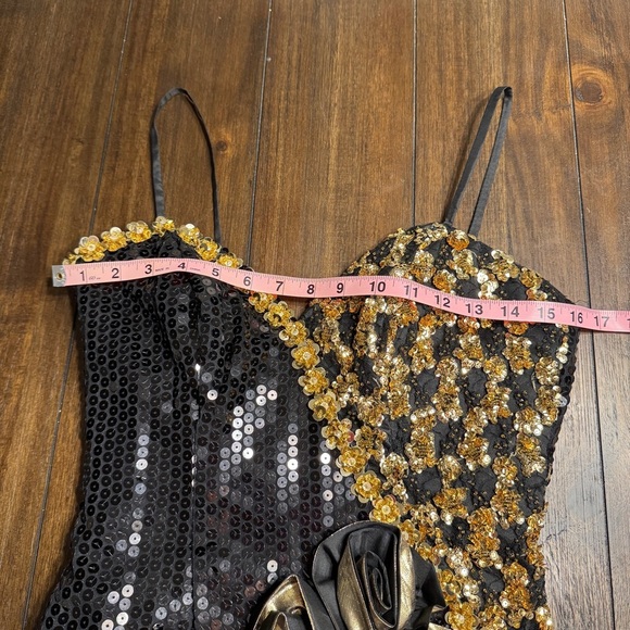 Vintage Alyce Designs Black & Gold Sequin Cocktail Dress | Size 6 (Fits Like 4) - Picture 6 of 11